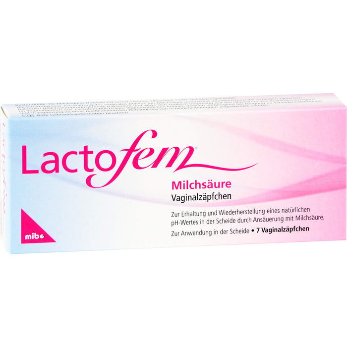 Lactofem Milchsäure Vaginalzäpfchen zur Erhaltung und Wiederherstellung eines natürlichen pH-Wertes in der Scheide, 7 pcs. Suppositories