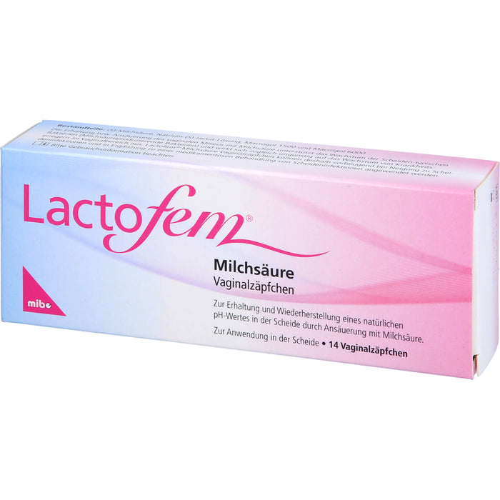 Lactofem Milchsäure Vaginalzäpfchen, 14 St. Zäpfchen