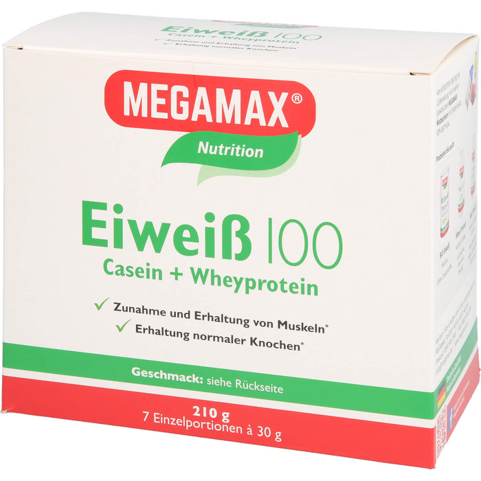 MEGAMAX Nutrition Eiweiß 100 Pulver Vanille-Geschmack, 210 g Poudre