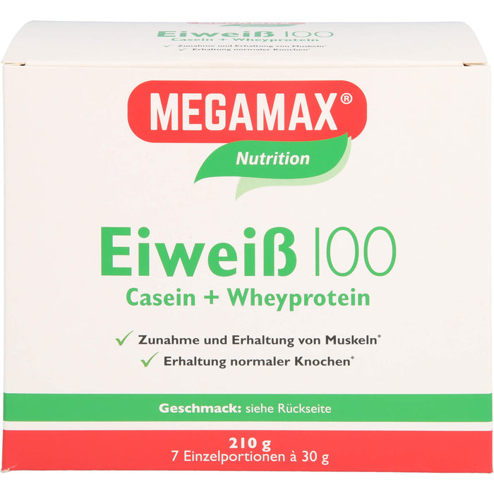 MEGAMAX Basic & Active Eiweiß 100 Pulver Erdbeer-Geschmack, 210 g Poudre