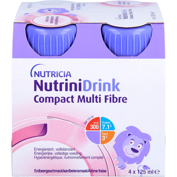 Nutrini Drink Compact Multi Fibre Erdbeere Trinknahrung, 4 pc Bouteilles