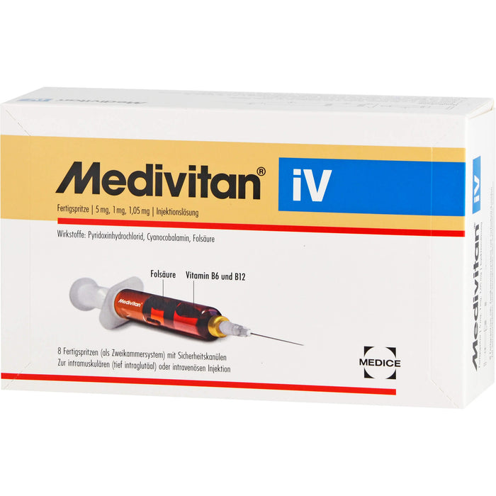 Medivitan iV Fertigspritze Injektionslösung bei Mängeln an Vitamin B6, B12 und Folsäure, 8 pcs. Solution