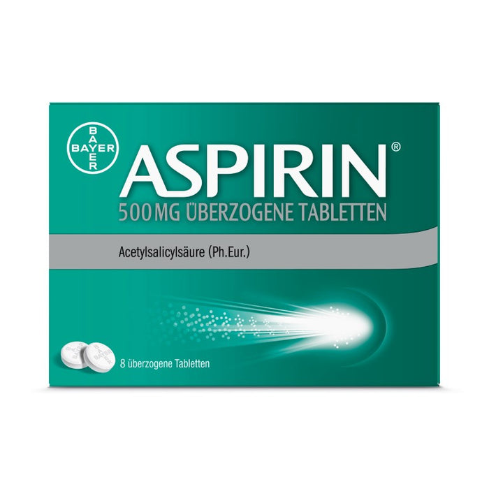 ASPIRIN 500 mg überzogene Tabletten, 8 pc Tablettes