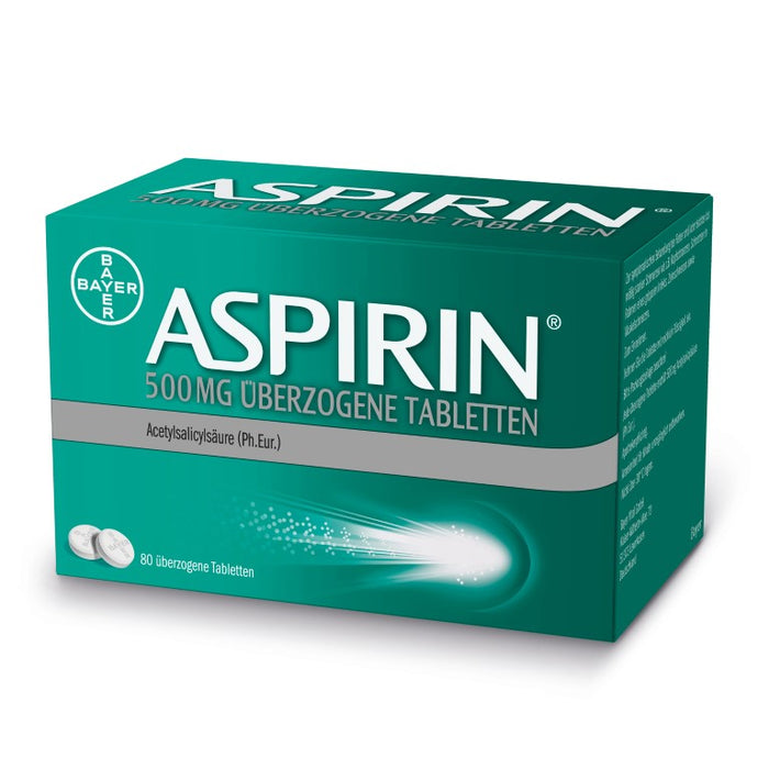 ASPIRIN 500 mg überzogene Tabletten, 80 pcs. Tablets