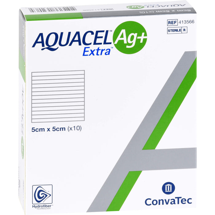 AQUACEL Ag+ extra 5 cm x 5 cm Kompressen, 10 pcs. Compresses