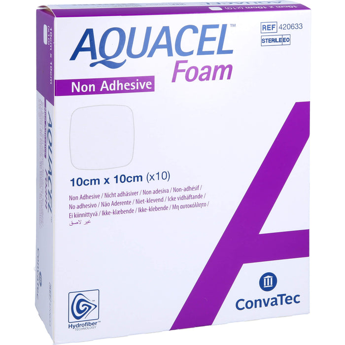 AQUACEL Foam nicht adhäsiv 10X10cm Verband, 10 St VER