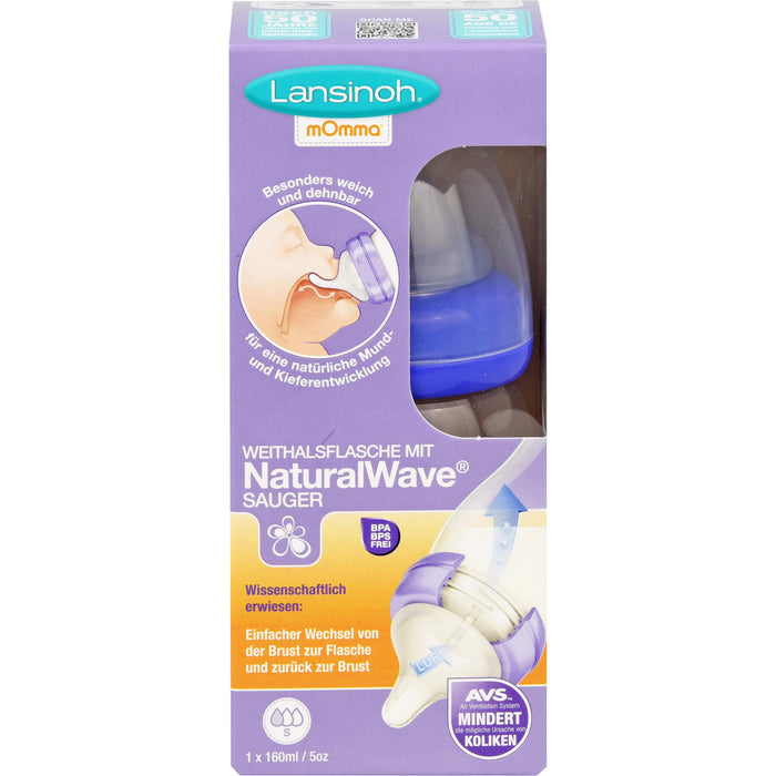 Lansinoh Weithalsflasche mit NaturalWave Sauger S 160 ml, 1 pc Bouteilles