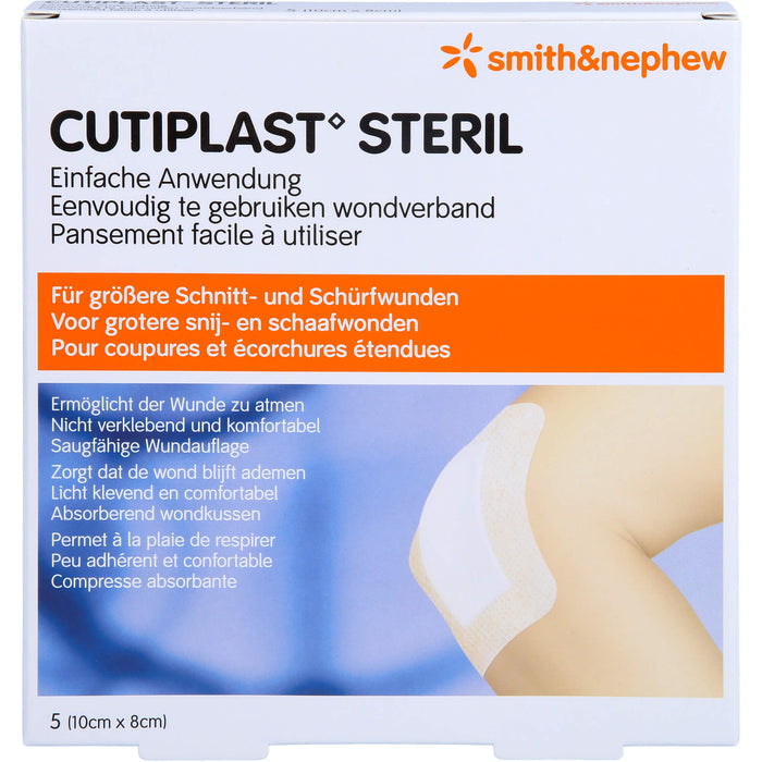 CUTIPLAST Steril Wundverband 10 cm x 8 cm Reimport ACA Müller, 5 St. Wundauflagen