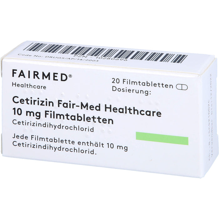 Cetirizin Fair-Med Healthcare 10 mg Filmtabletten bei Allergien, 20 pc Tablettes