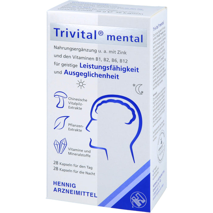 Trivital mental Kapseln für geistige Leistungsfähigkeit und Ausgeglichenheit, 56 St. Kapseln