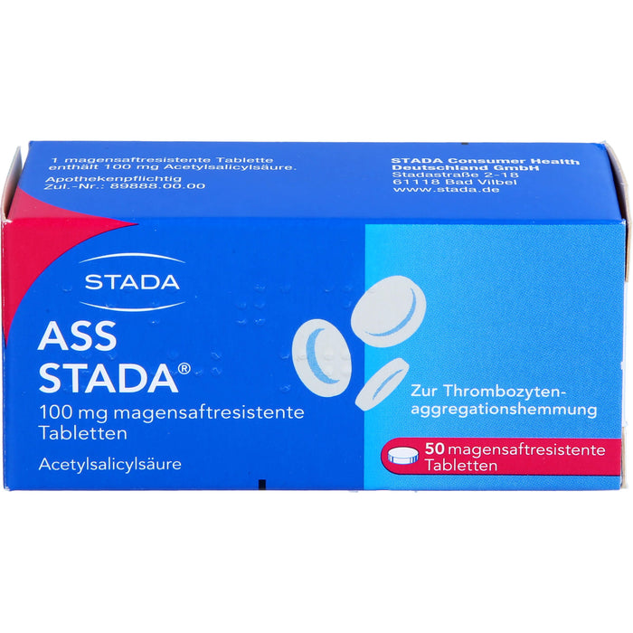 ASS STADA 100 mg magensaftresistente Tabletten zur Thrombozytenaggregationshemmung, 50 pc Tablettes