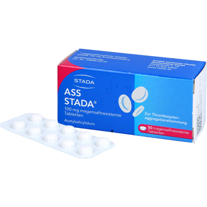 ASS STADA 100 mg magensaftresistente Tabletten zur Thrombozytenaggregationshemmung, 50 St. Tabletten