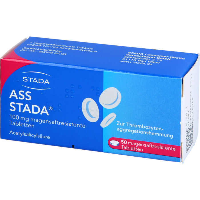 ASS STADA 100 mg magensaftresistente Tabletten zur Thrombozytenaggregationshemmung, 50 St. Tabletten