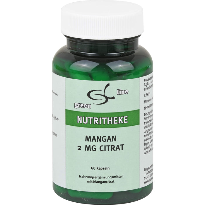 green line Nutritheke Mangan 2 mg Citrat Kapseln, 60 pcs. Capsules