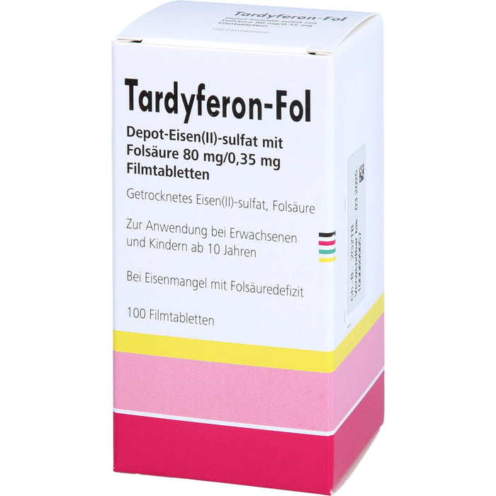 Tardyferon-Fol Depot-Eisen(II)-sulfat mit Folsäure 80 mg/0,35 mg Eurim Filmtabletten, 100 pcs. Tablets