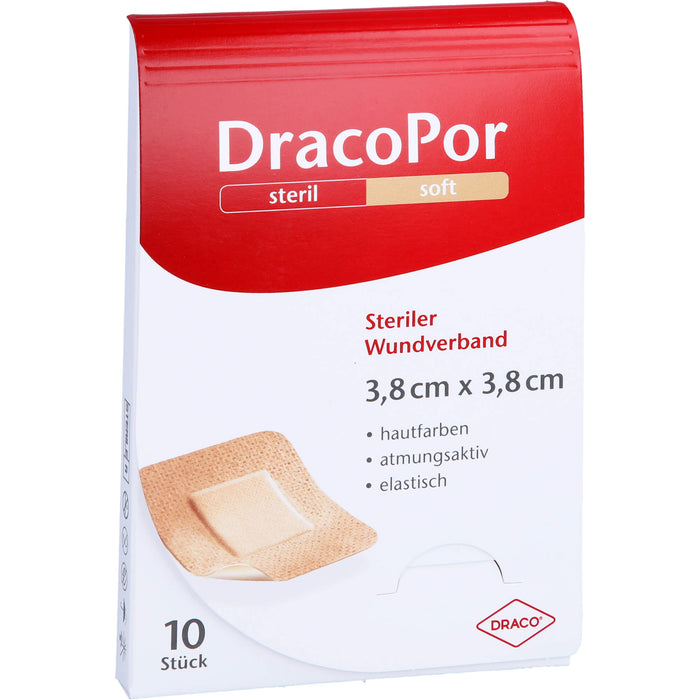 DRACOPOR Wundverband steril 3,8x3,8cm hautfarben, 10 pc Pansement