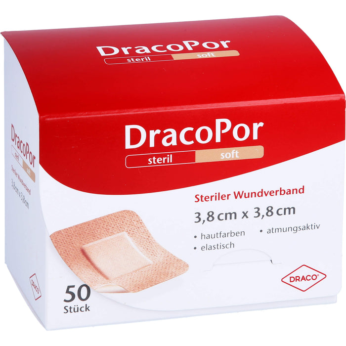 DRACOPOR Wundverband steril 3,8x3,8cm hautfarben, 50 pcs. Patch