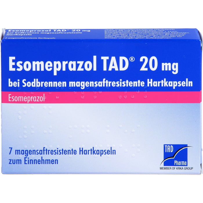 Esomeprazol TAD 20 mg Hartkapseln bei Sodbrennen, 7 pcs. Capsules