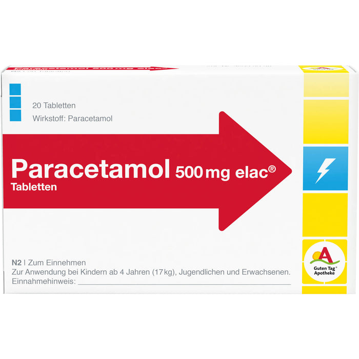 Paracetamol 500 mg elac Tabletten, 20 pcs. Tablets