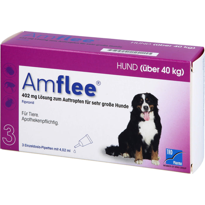 Amflee 402 mg Lösung zum Auftropfen für Hunde über 40 kg, 3 pcs. Ampoules