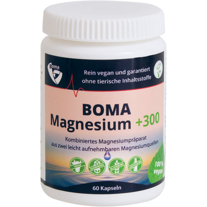 BOMA Magnesium +300 Kapseln zur Unterstützung für Muskeln, Knochen und Nerven, 60 pcs. Capsules