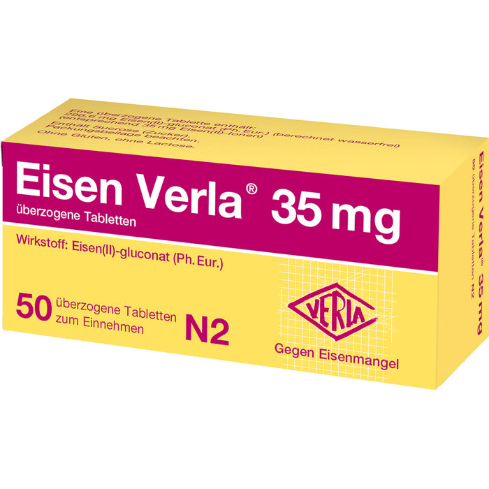 Eisen Verla 35 mg Tabletten gegen Eisenmangel, 50 pc Tablettes