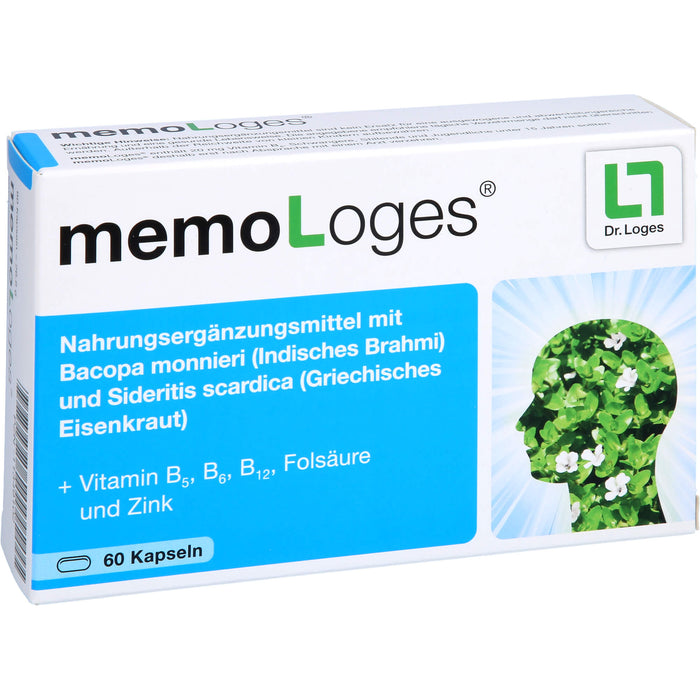 memoLoges Kapseln zur Unterstützung für Gedächtnis und Konzentration, 60 pcs. Capsules