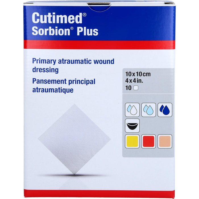 Cutimed Sorbion Plus 10 cm x 10 cm primäre atraumtische Wundauflage, 10 pcs. Patch