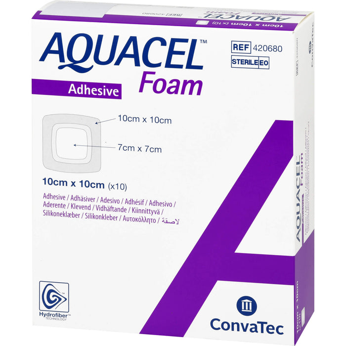 AQUACEL Foam adhäsiv 10x10 cm Verband, 10 St VER