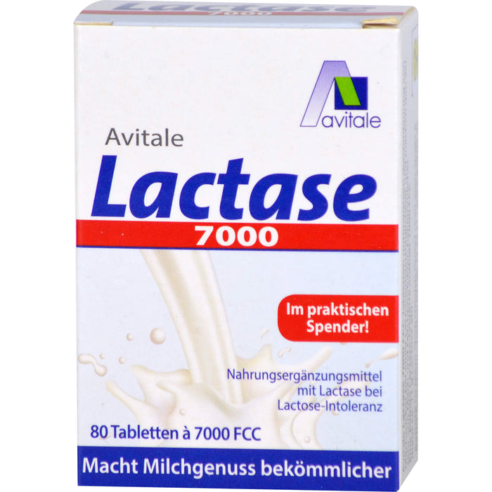 Avitale Lactase 7000 Tabletten bei Lactose-Intoleranz, 80 pc Tablettes