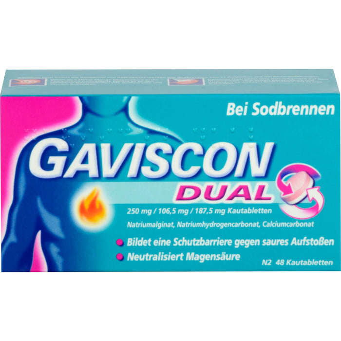 GAVSICON Dual Kautabletten bei Sodbrennen, 48 St. Tabletten