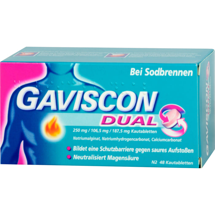 GAVSICON Dual Kautabletten bei Sodbrennen, 48 St. Tabletten