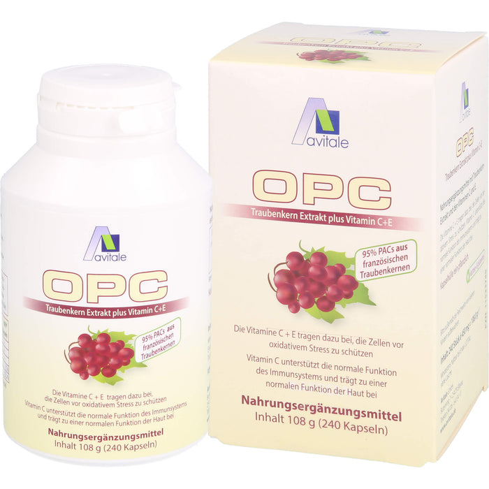 Avitale OPC Traubenkern Extrakt plus Vitamin C+E Kapseln, 240 St. Kapseln