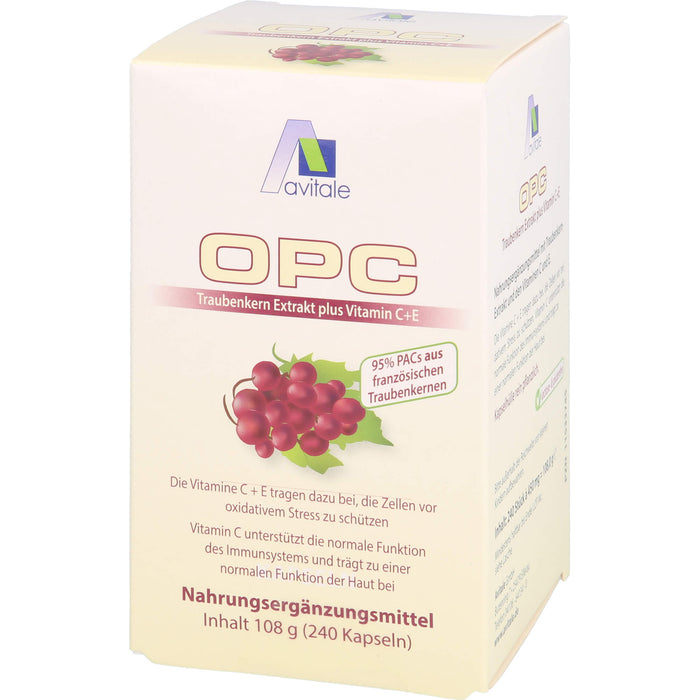 Avitale OPC Traubenkern Extrakt plus Vitamin C+E Kapseln, 240 pcs. Capsules