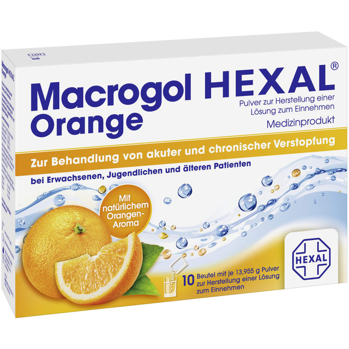 Macrogol HEXAL Orange, 10 pc Sachets