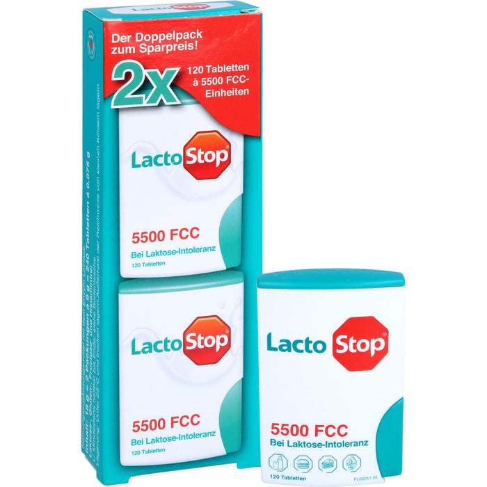 Lactostop 5,500 FCC Tabletten Klickspender bei Lactose-Intoleranz, 240 pc Tablettes