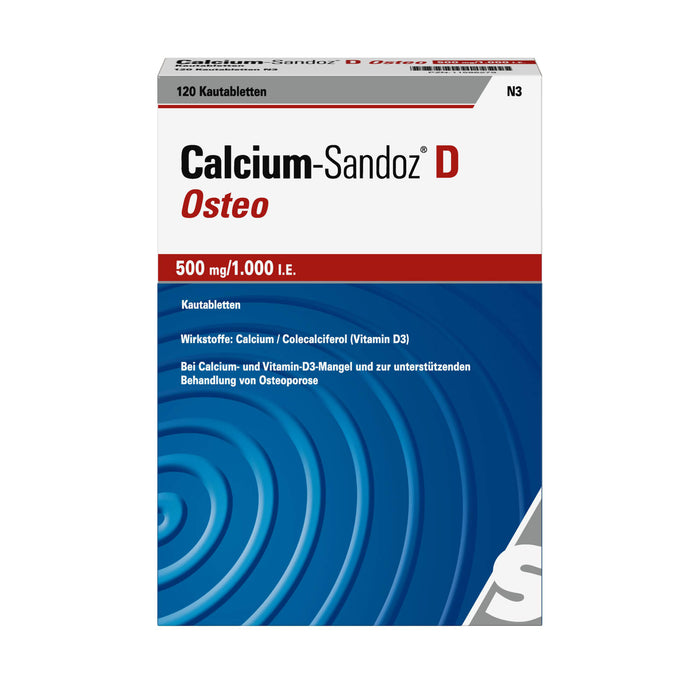 Calcium-Sandoz D Osteo 500 mg/1.000 I.E. Kautabletten, 120 pcs. Tablets