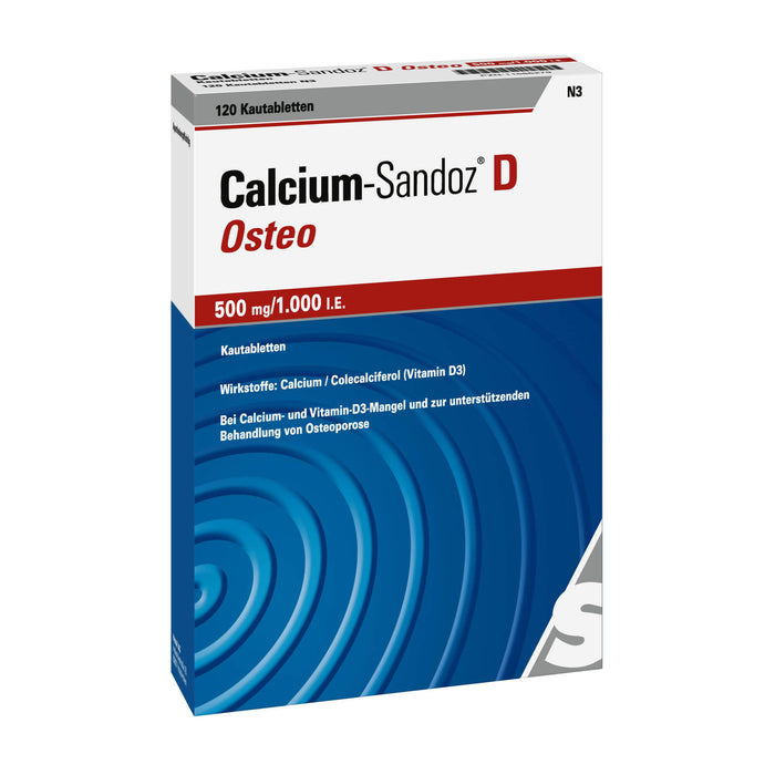 Calcium-Sandoz D Osteo 500 mg/1.000 I.E. Kautabletten, 120 St. Tabletten