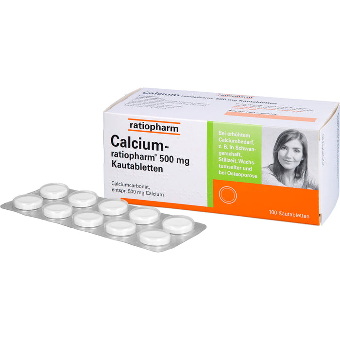 Calcium-ratiopharm 500 mg Kautabletten, 100 pcs. Tablets