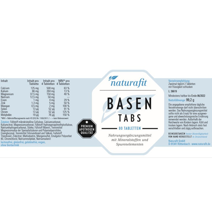 naturafit Basen Tabs Tabletten, 80 St. Tabletten