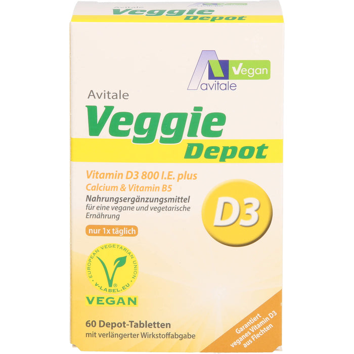 Veggie Depot Vitamin D3 800 I.E.+Calcium+B5, 60 St TAB