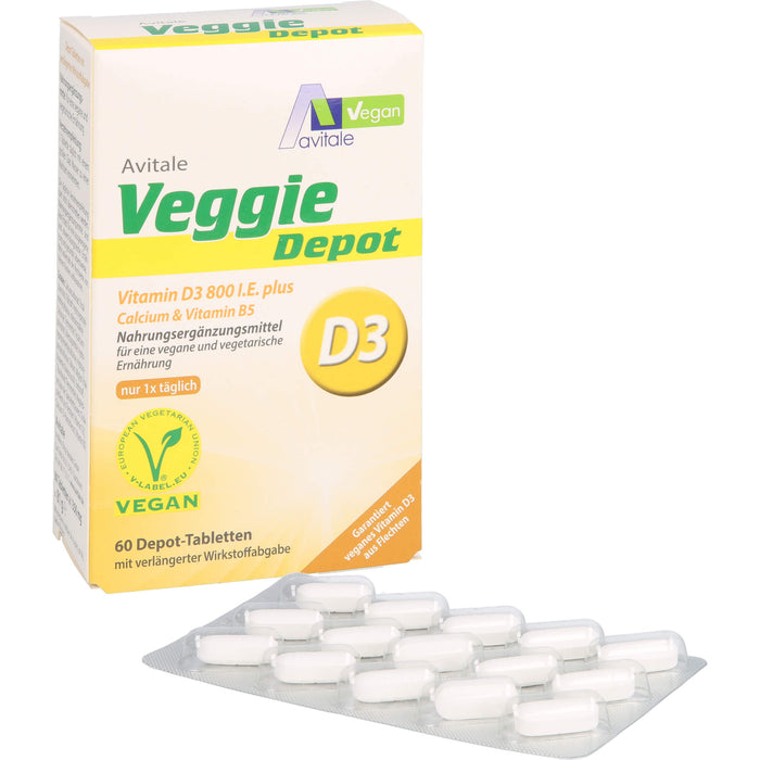 Veggie Depot Vitamin D3 800 I.E.+Calcium+B5, 60 St TAB