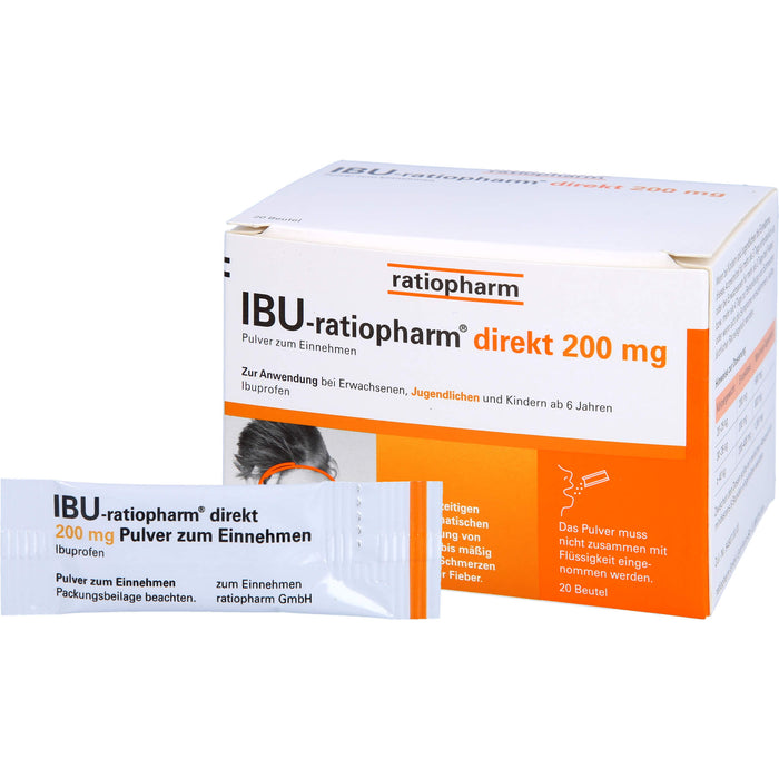 IBU-ratiopharm direkt 200 mg Pulver zum Einnehmen, 20 pc Sachets