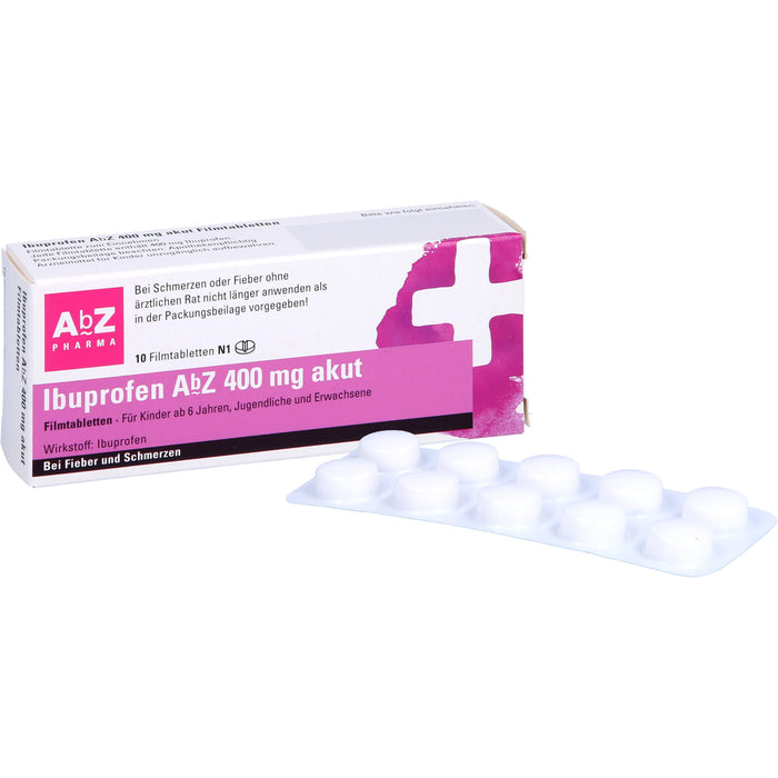 Ibuprofen AbZ 400 mg akut Filmtabletten, 10 pc Tablettes