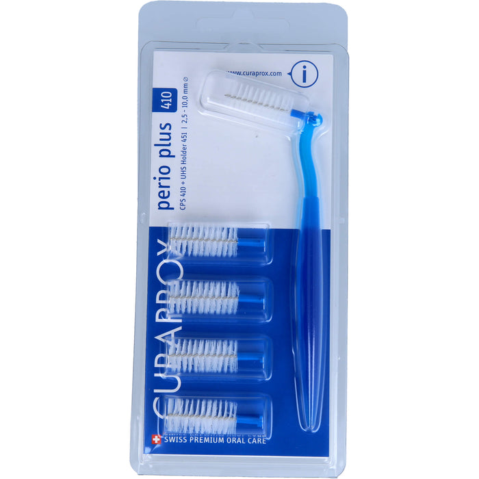 CURAPROX CPS PERIO PLUS 410 2,5-10 mm Interdentalbürsten + UHS Halter 451, 1 pc Paquet