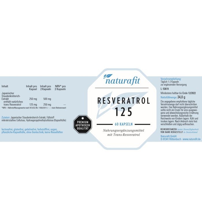 naturafit Resveratrol 125 Kapseln, 60 pcs. Capsules