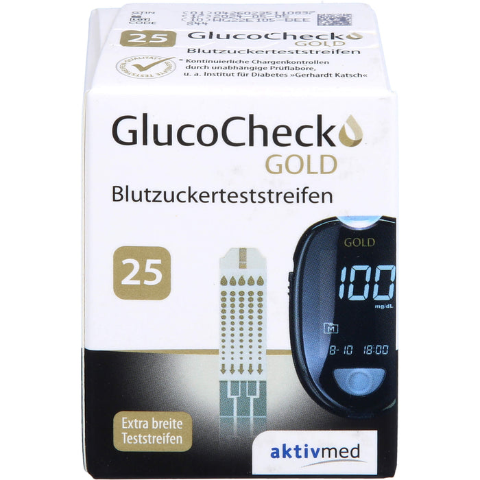 GlucoCheck GOLD Blutzuckerteststreifen, 25 pc Bandelettes réactives