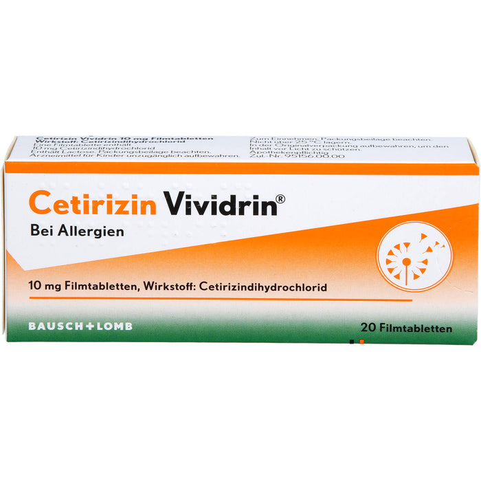 Cetirizin Vividrin 10 mg Filmtabletten, 20 pc Tablettes