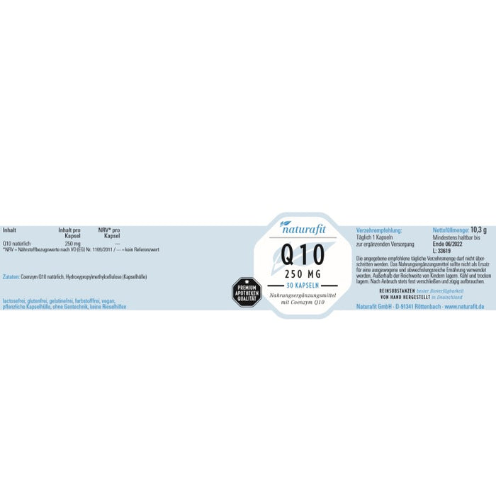 naturafit Q10 250 mg Kapseln, 30 St. Kapseln