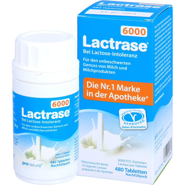 Lactrase 6000 bei Lactose-Intoleranz Tabletten Nachfüllpack, 480 pcs. Tablets